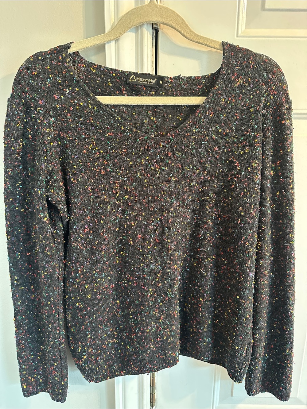 Charcoal Speckle V-Neck Sweater